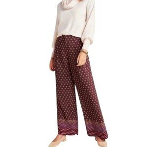 Anthropologie Womens Marsden Wide Leg Pants Size 6 Graphic Abstract Maroon